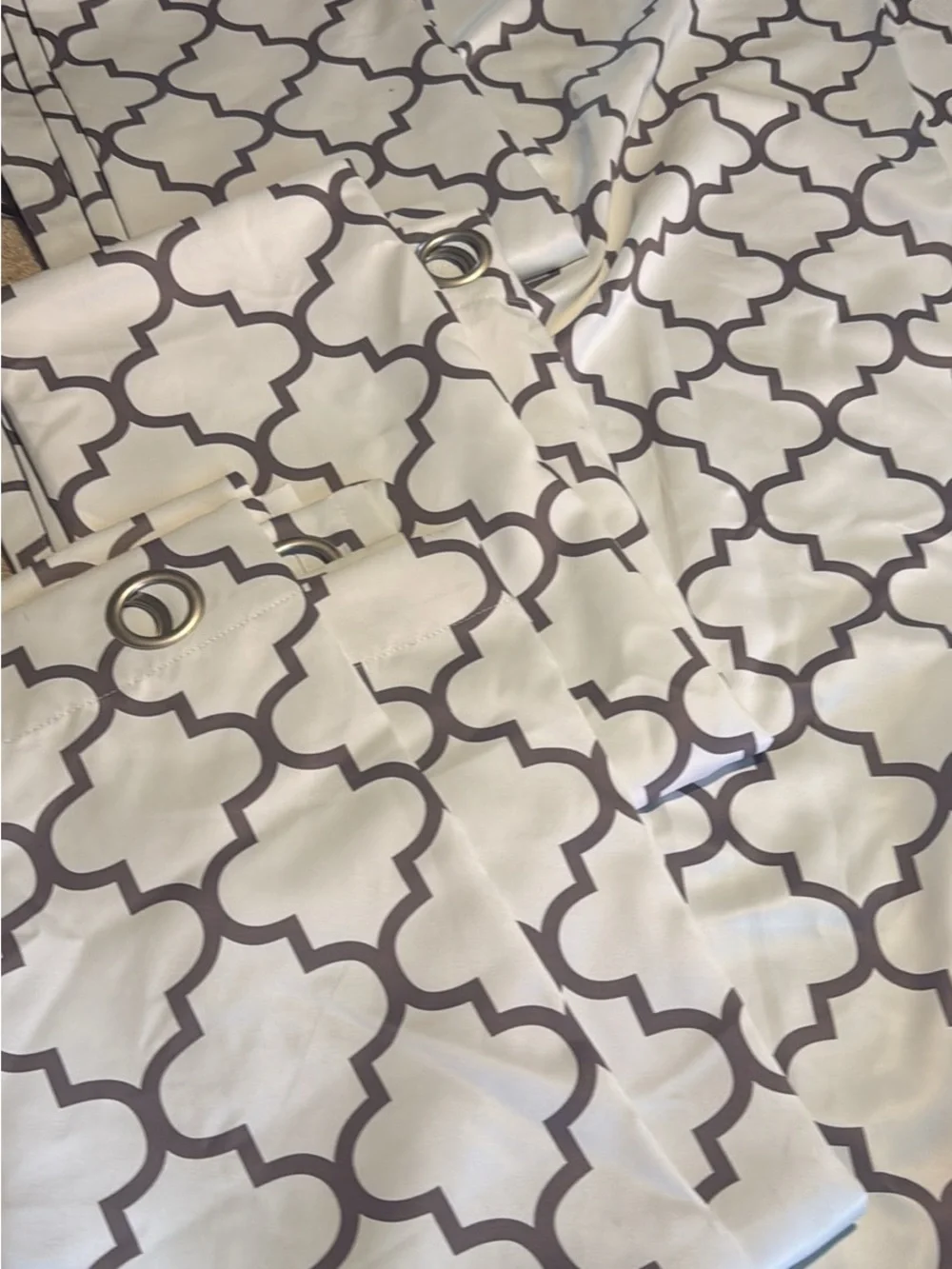 Threshold Geometric Trellis Curtain Panel - White and Gray